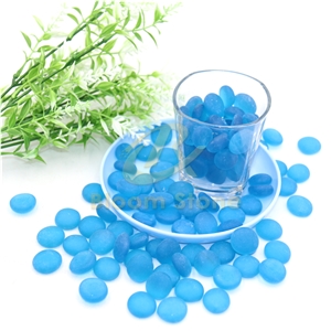 17-19Mm Flat Marble Vase Filler Frosted Caribbean Blue