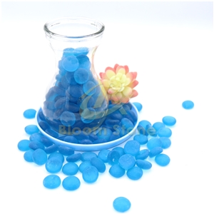 17-19Mm Flat Marble Vase Filler Frosted Caribbean Blue