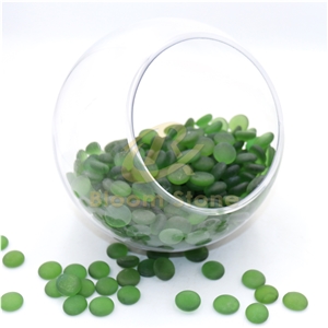 17-19Mm Flat Marble Vase Filler Frosted Light Green