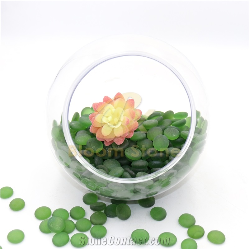 17-19Mm Flat Marble Vase Filler Frosted Light Green