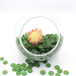17-19Mm Flat Marble Vase Filler Frosted Light Green