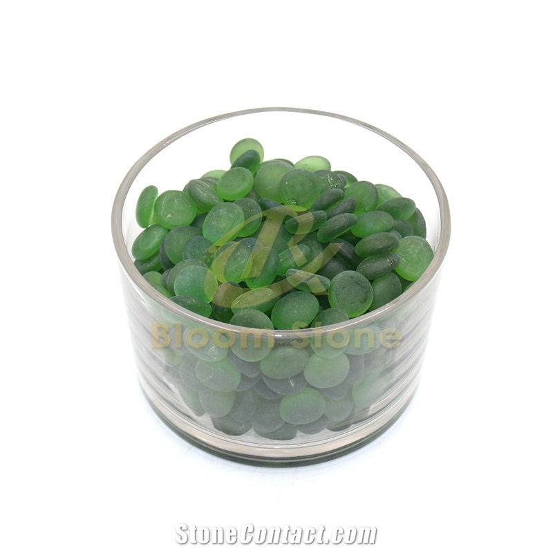 17-19Mm Flat Marble Vase Filler Frosted Light Green