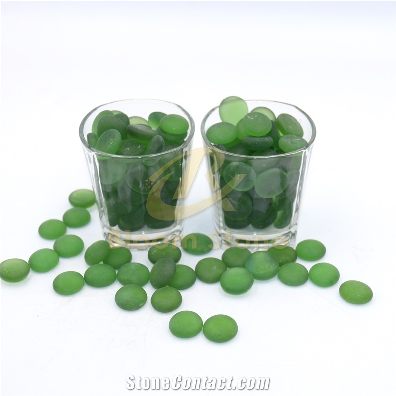 17-19Mm Flat Marble Vase Filler Frosted Light Green