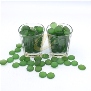 17-19Mm Flat Marble Vase Filler Frosted Light Green