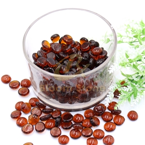 17-19Mm Flat Marble Vase Filler Transparent Amber