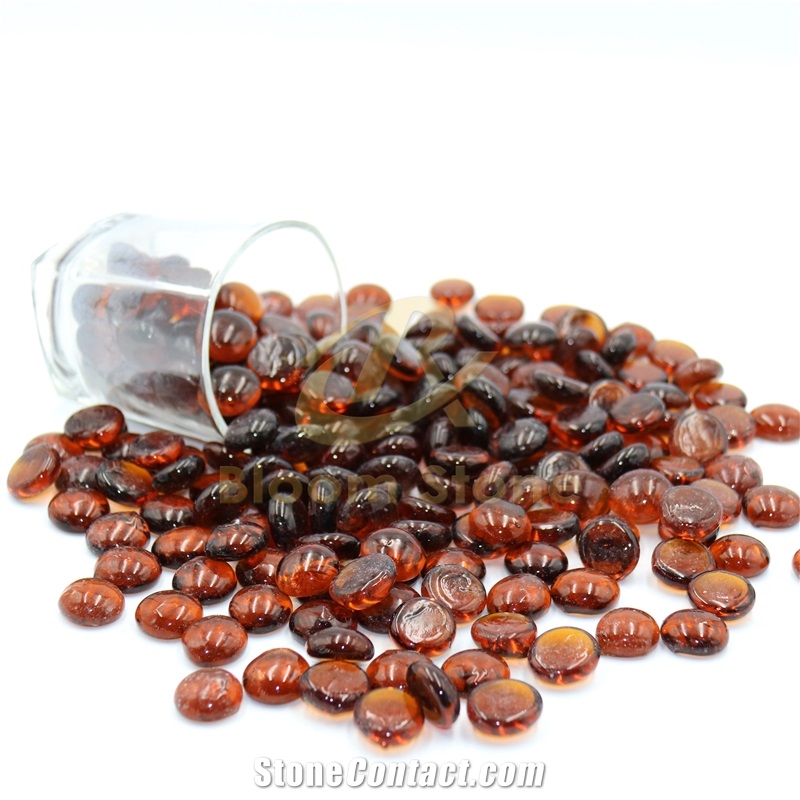 17-19Mm Flat Marble Vase Filler Transparent Amber