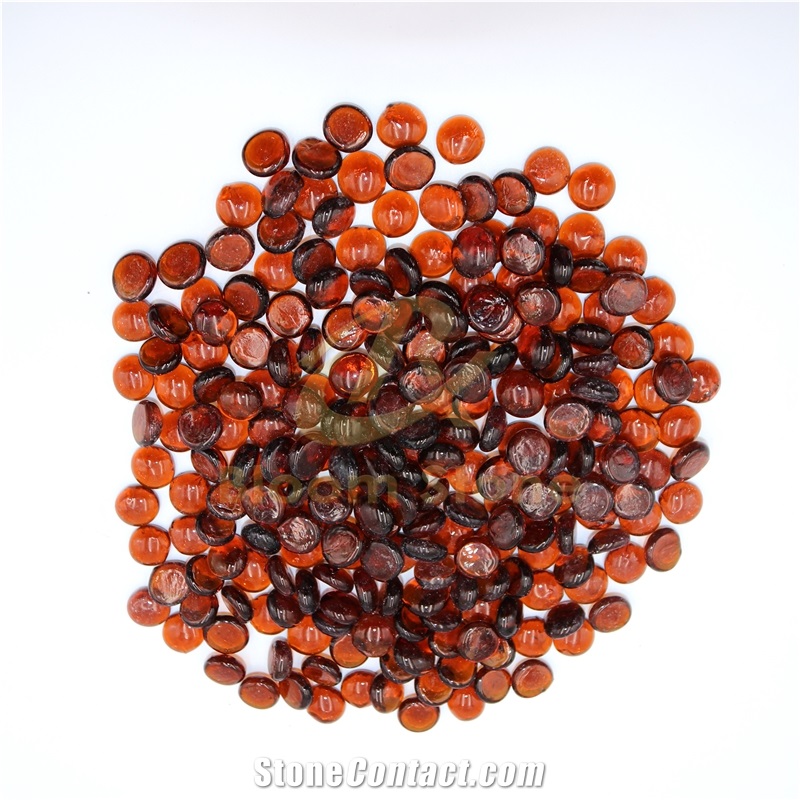 17-19Mm Flat Marble Vase Filler Transparent Amber