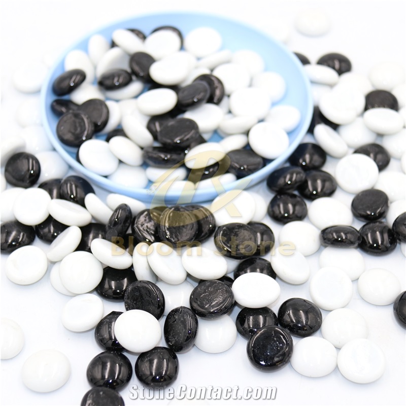 17-19Mm Flat Marble Vase Filler White And Black Mix