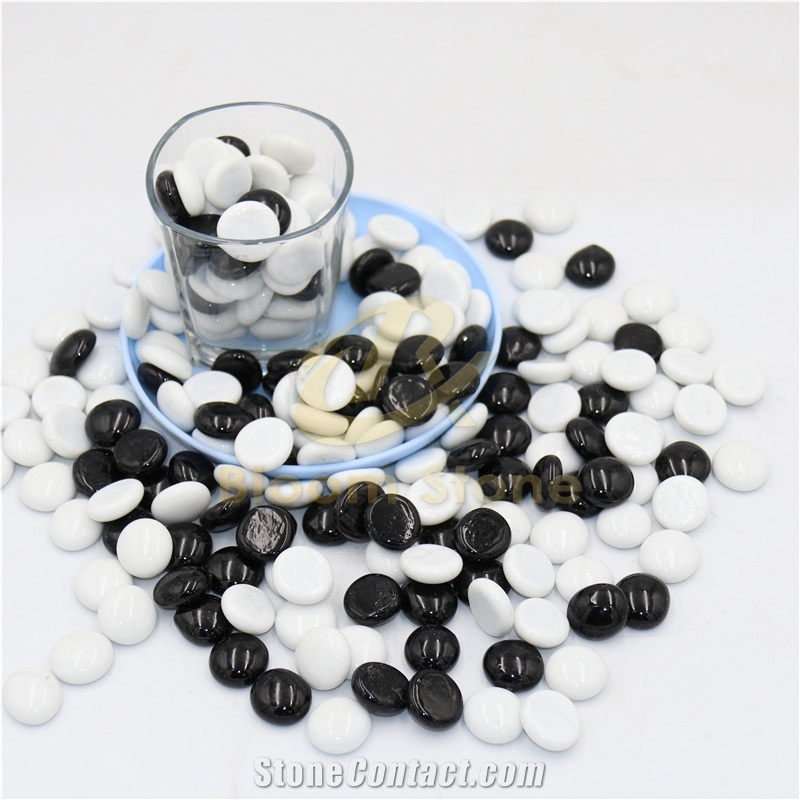 17-19Mm Flat Marble Vase Filler White And Black Mix
