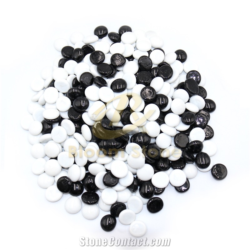 17-19Mm Flat Marble Vase Filler White And Black Mix
