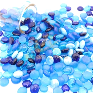 17-19Mm Premium Blue Mixed Flat Glass Marbles