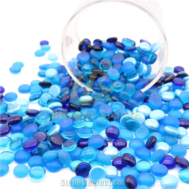 17-19Mm Premium Blue Mixed Flat Glass Marbles
