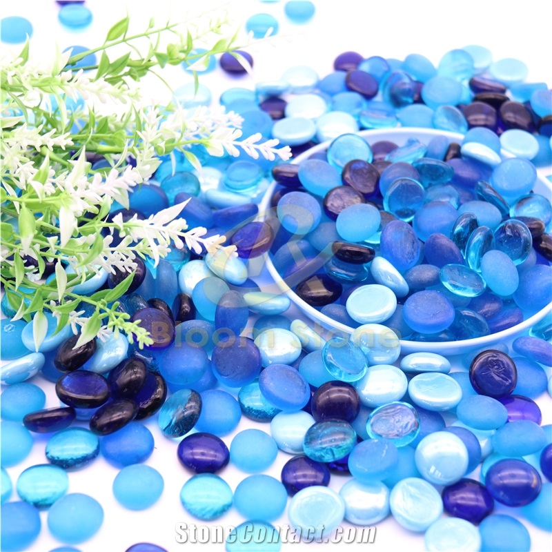 17-19Mm Premium Blue Mixed Flat Glass Marbles