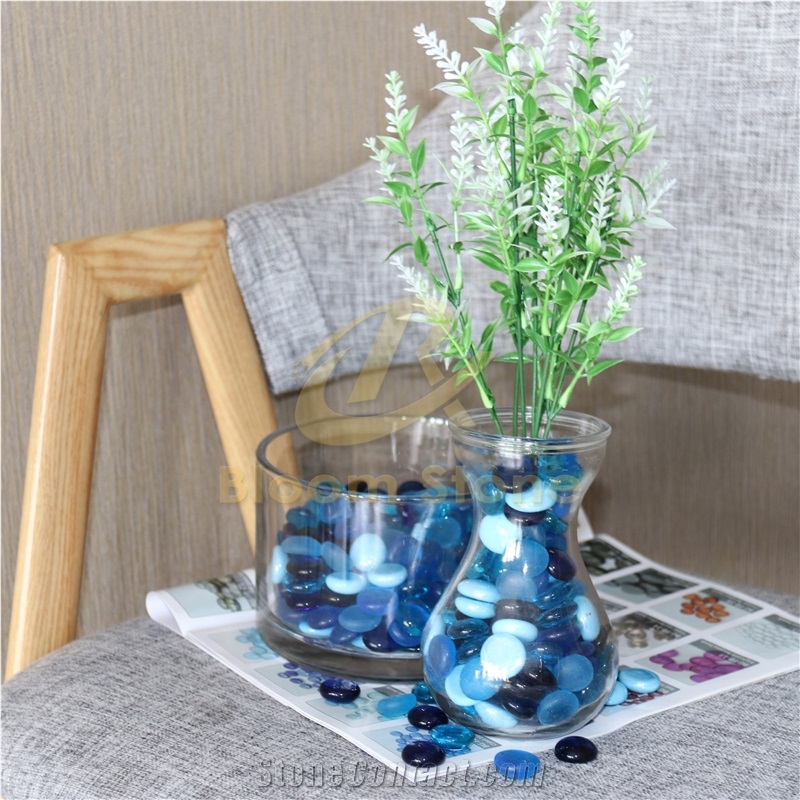 17-19Mm Premium Blue Mixed Flat Glass Marbles