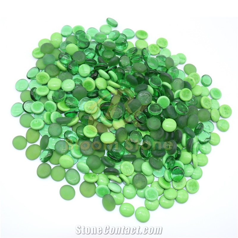 17-19Mm Premium Green Mixed Flat Glass Marbles