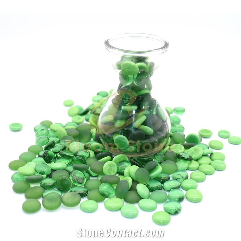 17-19Mm Premium Green Mixed Flat Glass Marbles