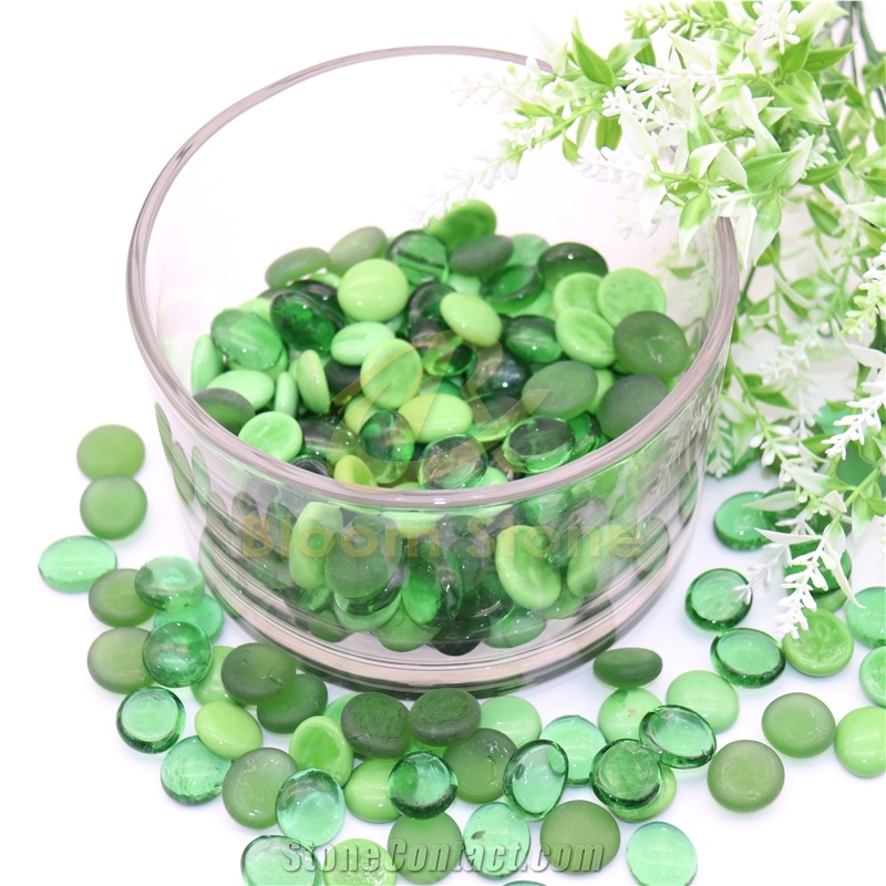 17-19Mm Premium Green Mixed Flat Glass Marbles