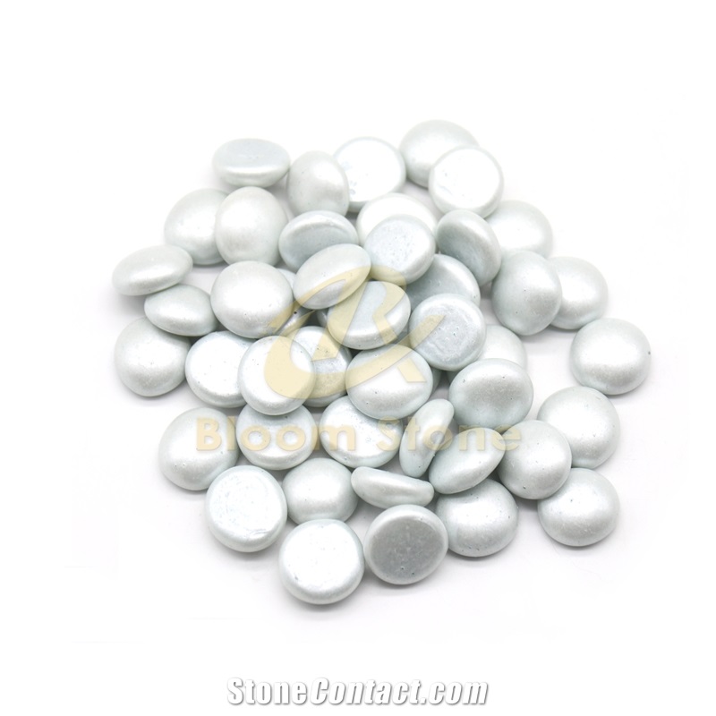 17-19Mm Silver Spray Colored Glass Beads Flat Glass Beads