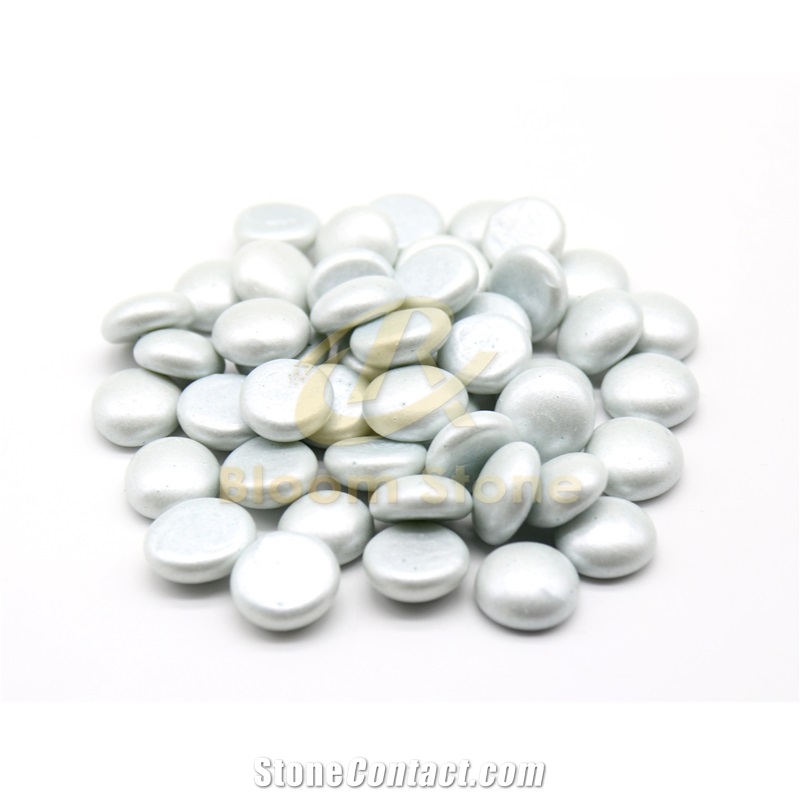 17-19Mm Silver Spray Colored Glass Beads Flat Glass Beads
