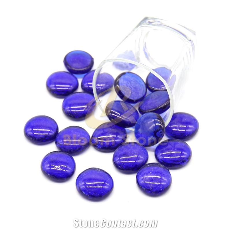 28-32Mm Deep Blue Flat Glass Pebbles