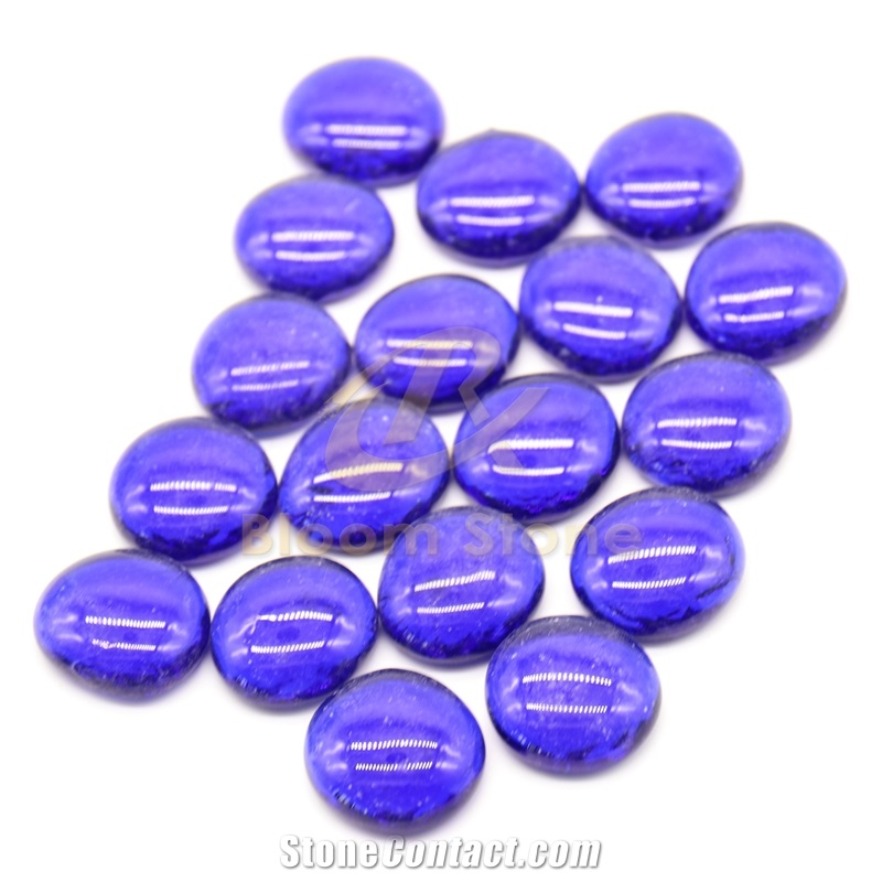 28-32Mm Deep Blue Flat Glass Pebbles