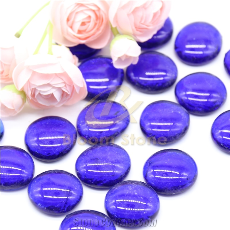 28-32Mm Deep Blue Flat Glass Pebbles