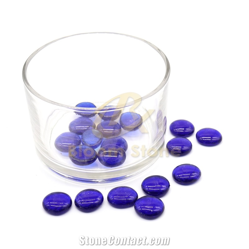 28-32Mm Deep Blue Flat Glass Pebbles