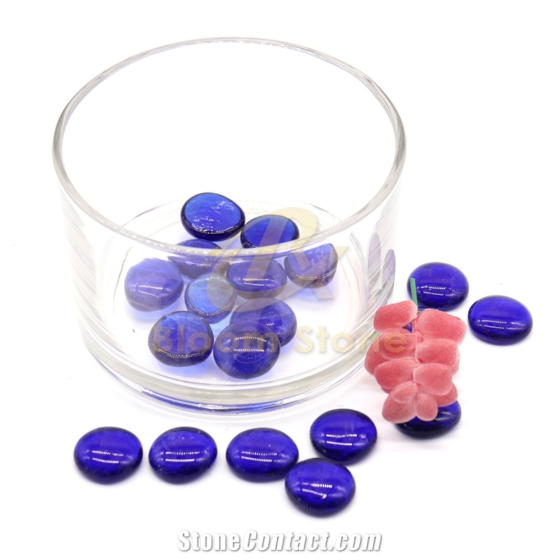 28-32Mm Deep Blue Flat Glass Pebbles