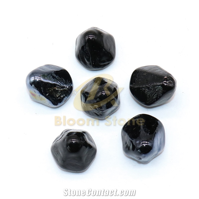 Black Fire Glass Diamonds 1 Inch Fire Pit Glass