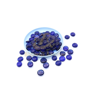 Blue Color 17-19Mm Blue Flat Glass Marbles Premium Flat Gems