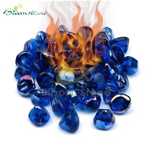 Blue Fire Glass Diamonds Fire Pit Rocks For Gas Fireplace