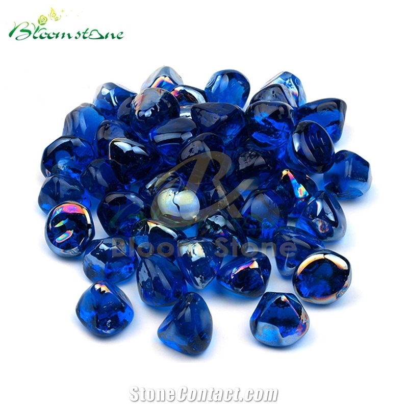 Blue Fire Glass Diamonds Fire Pit Rocks For Gas Fireplace