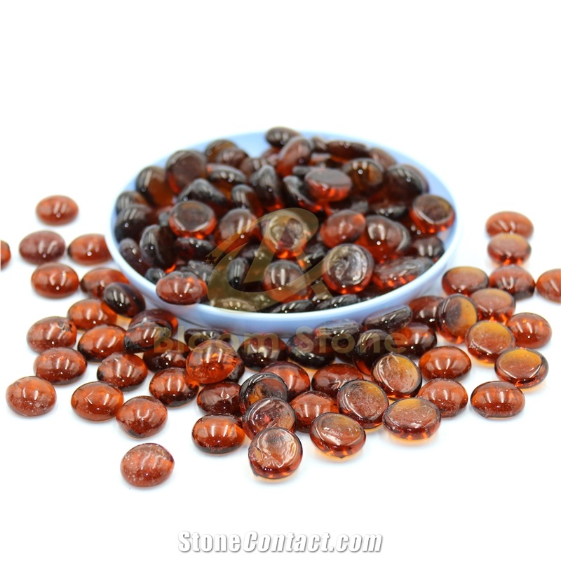 Clear AMBER FLAT GLASS BEADS Premium Flat Gems Aquarium