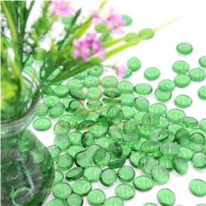 Green 17-19Mm Blue Flat Glass Marbles Premium Flat Gems