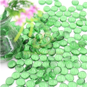 Green 17-19Mm Blue Flat Glass Marbles Premium Flat Gems