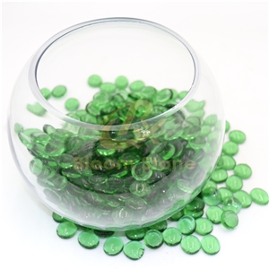 Green 17-19Mm Blue Flat Glass Marbles Premium Flat Gems