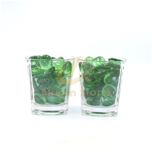 Green 17-19Mm Blue Flat Glass Marbles Premium Flat Gems
