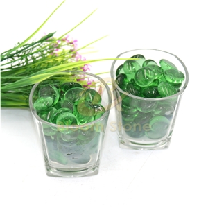 Green 17-19Mm Blue Flat Glass Marbles Premium Flat Gems
