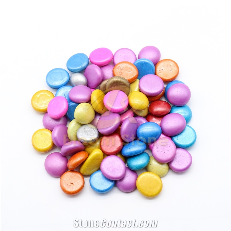 Spray Colored Glass Gems Flat Glass Beads Glass Pebbles