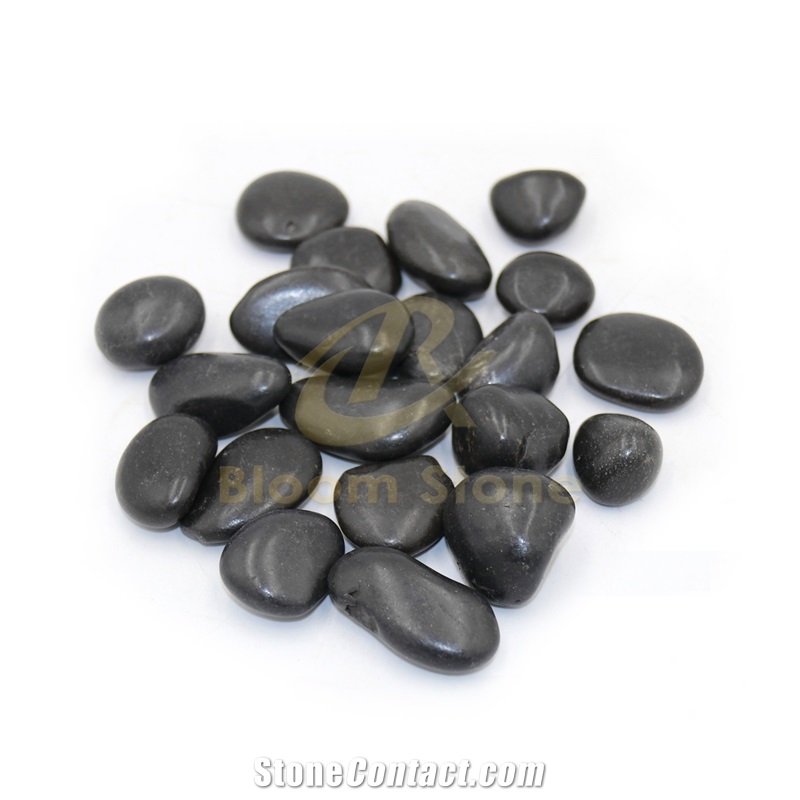 A Grade Polished Black Pebble Stone For Landscaping