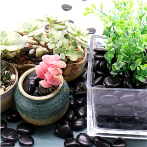 Black High Polished Pebble Stone For Decoration