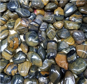 High Polished Stripe Pebble Stone For Garden Decoration