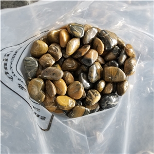 High Polished Stripe Pebble Stone For Garden Decoration