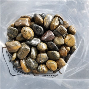 High Polished Stripe Pebble Stone For Garden Decoration