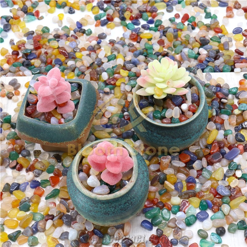 Mixed Natural Polished Agate Stone For Vase Filler Gravel