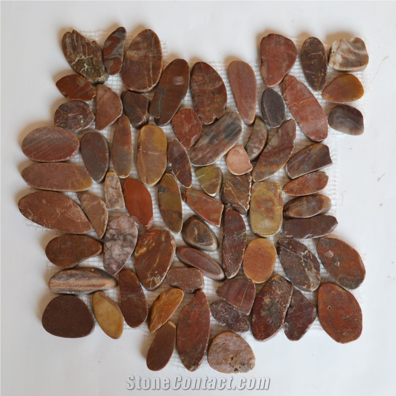 Red Marble Sliced Pebble Mosaic Titles