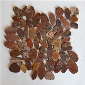 Red Marble Sliced Pebble Mosaic Titles
