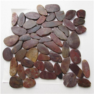 Red Marble Sliced Pebble Mosaic Titles