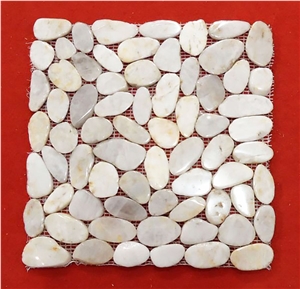 White Sliced Pebble Title Pebble Stone Mosaic
