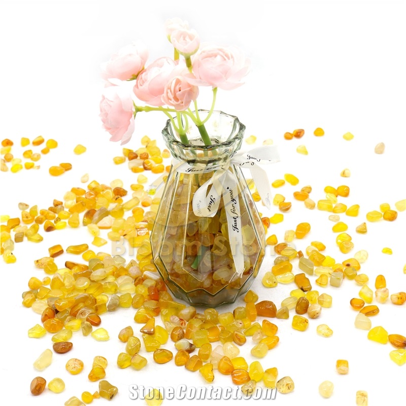 Yellow Agate For Aquarium Vase Filler And Home Decoration